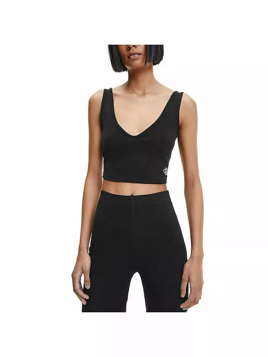 Calvin Klein - Γυναικείο Crop Top Αμάνικο Καλοκαιρινό J20J218334-BEH Μαύρο