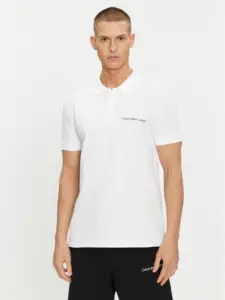 Calvin Klein - Ανδρική Μπλούζα Κοντομάνικη Polo Institutional Regular Fit J30J325495-YAF Λευκό