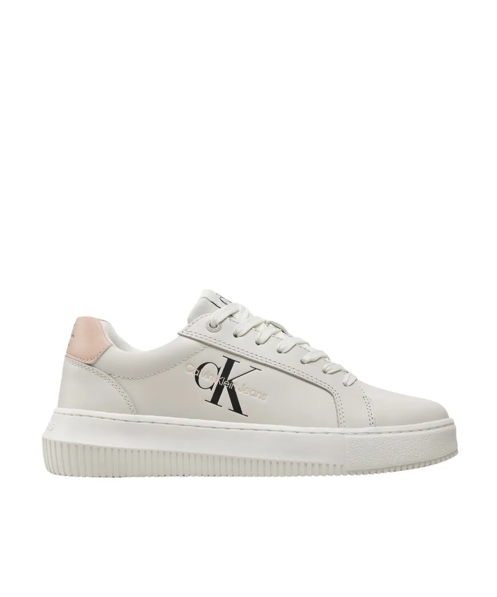 Calvin Klein - Γυναικεία Δερμάτινα Sneakers Chunky Cupsole Mono Wn YW0YW00823-0LA Λευκό