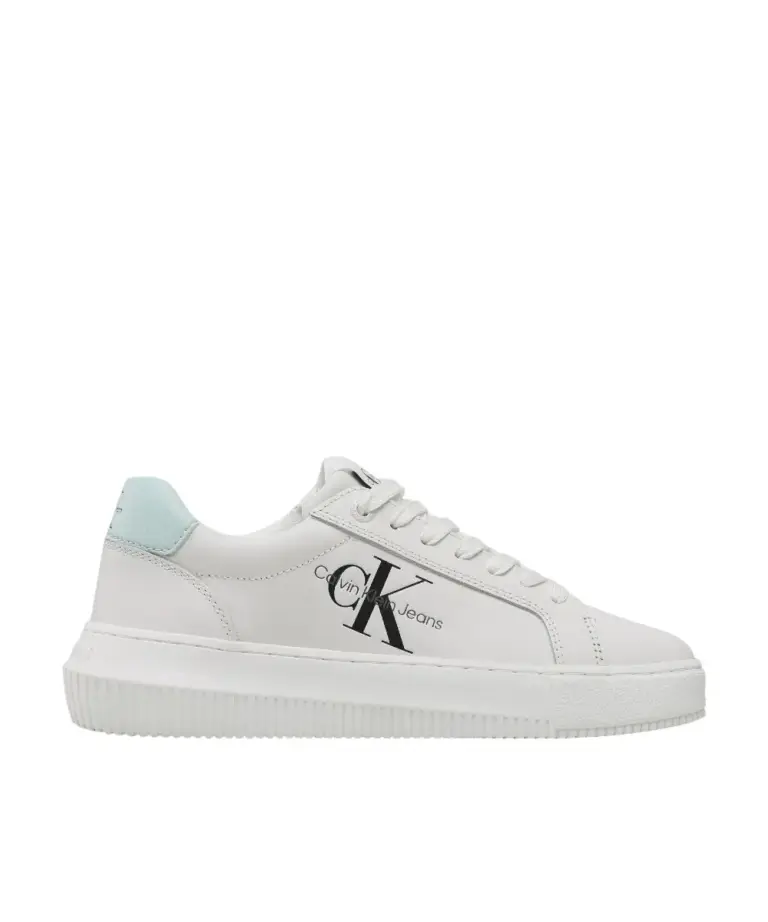 Calvin Klein - Γυναικεία Δερμάτινα Sneakers Chunky Cupsole Mono Wn YW0YW00823-0LF Λευκό