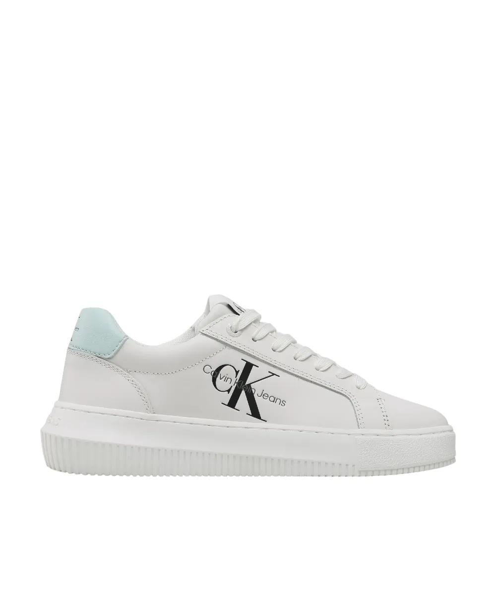 Calvin Klein - Γυναικεία Δερμάτινα Sneakers Chunky Cupsole Mono Wn YW0YW00823-0LF Λευκό