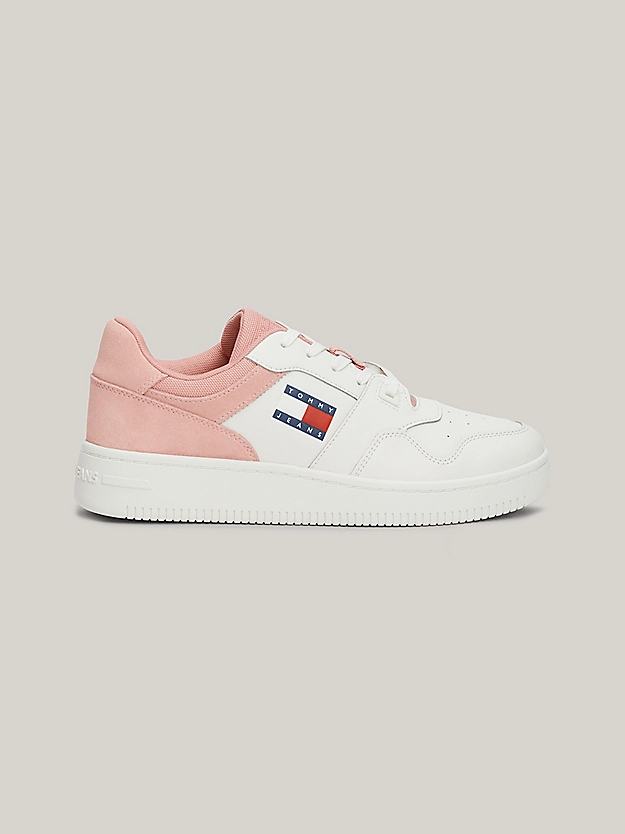 Tommy Hilfiger - Γυναικεία Sneakers Retro Basket Mix EN0EN02653-TH0 Λευκά/Ροζ