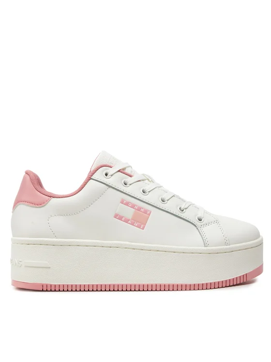 Tommy Hilfiger - Γυναικεία Δερμάτινα Sneakers Tjw Flatform Ess EN0EN02518-TH0 Λευκό/Ροζ