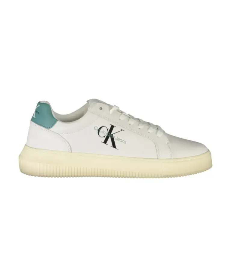 Calvin Klein - Cupsole Mono Lth Ανδρικά Chunky Sneakers YM0YM00681-01T Λευκό/Τιρκουάζ