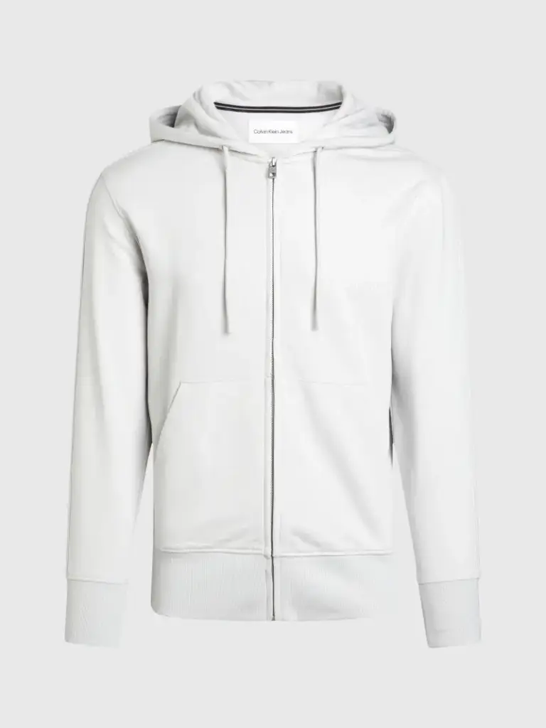 Calvin Klein - Ανδρική Ζακέτα Institutional Zip Through Hood με Φερμουάρ και Κουκούλα Regular Fit J30J325148-PC8 Γκρι
