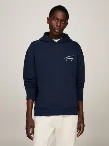 Tommy Hilfiger - Signature Ανδρικό Φούτερ με Κουκούλα DM0DM17990-C1G Μπλε Ναυτικό