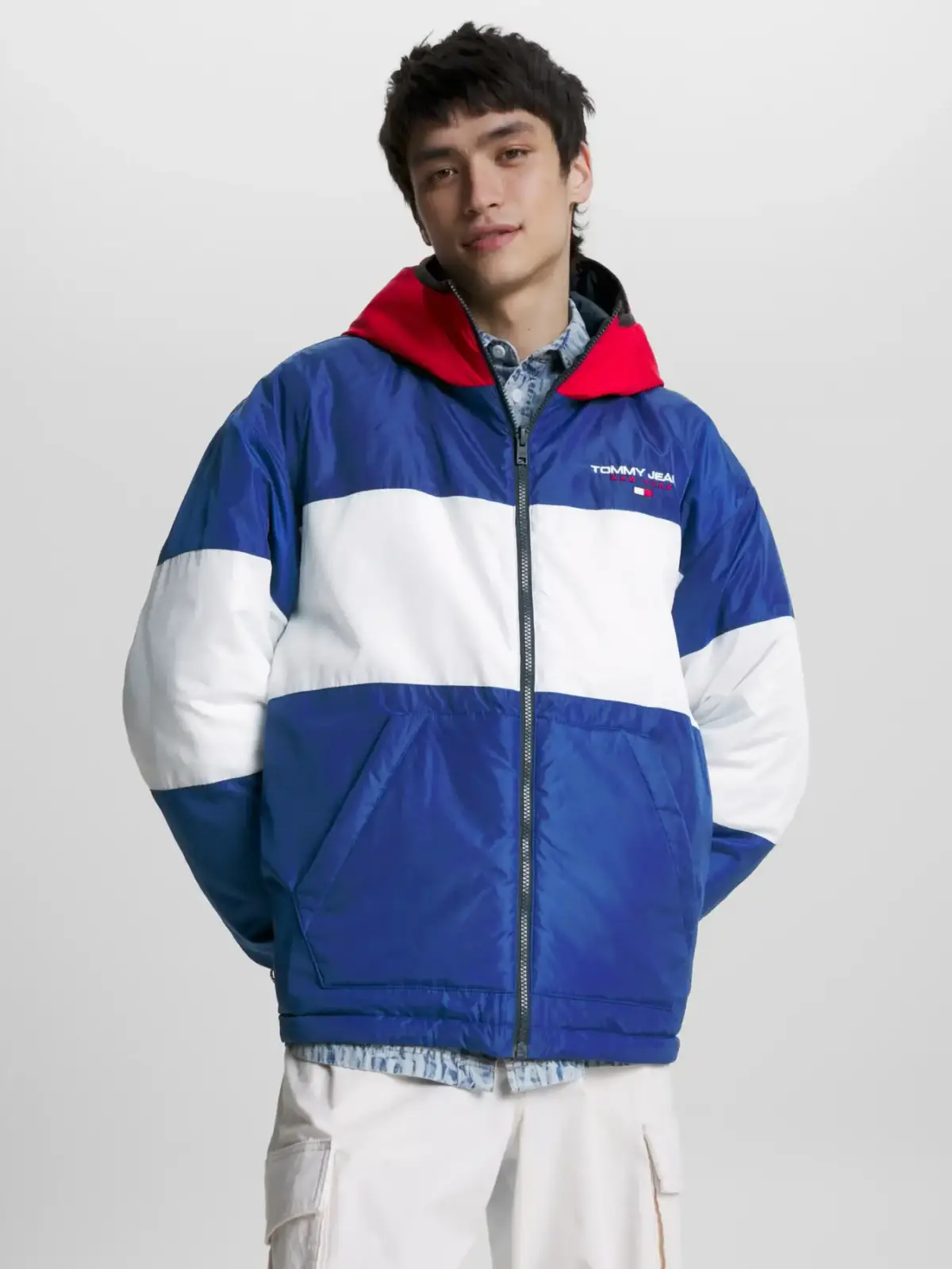 Tommy Hilfiger - Ανδρικό Χειμωνιάτικο Μπουφάν 2 Όψεων Με Colour-Blocked DM0DM16625-C9B Μπλε