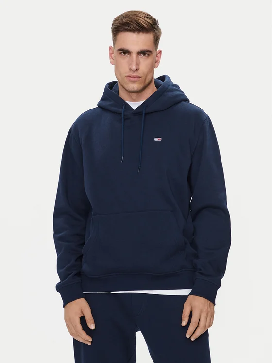 Τommy Ηilfiger - Ανδρικό Φούτερ Με Κουκούλα Flag Regular Fit DM0DM20497-C1G Μπλε Ναυτικό