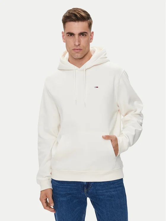 Τommy Ηilfiger - Ανδρικό Φούτερ Με Κουκούλα Flag Regular Fit DM0DM20497-YBH Εκρού