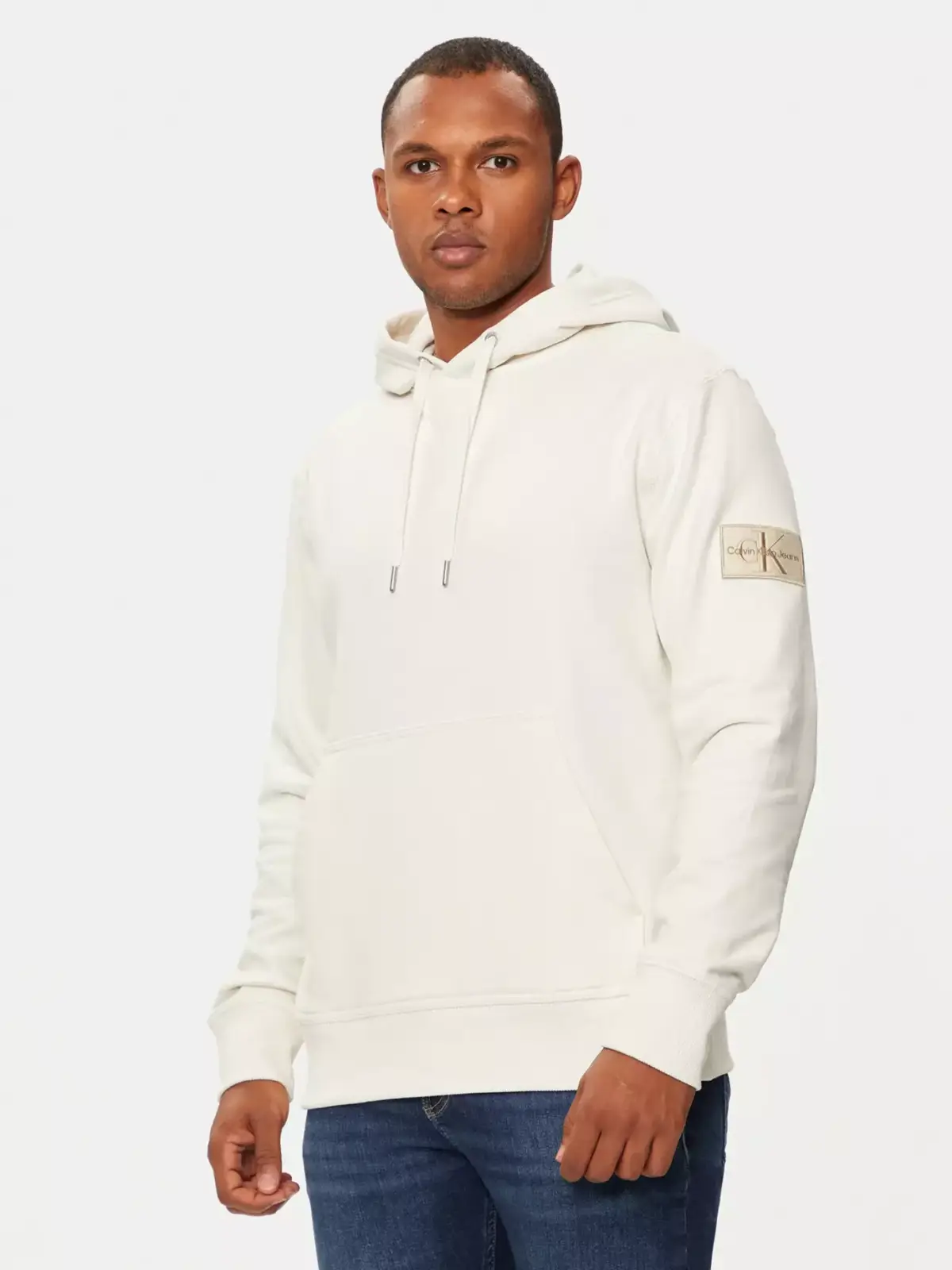 Calvin Klein - Ανδρικό Φούτερ με Κουκούλα J30J323430-YBI Κρεμ