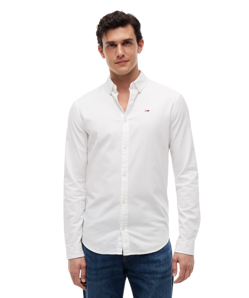 Tommy Hilfiger - Ανδρικό Πουκάμισο Tjm Stretch Oxford Slim Fit DM0DM09594-YBR Λευκό