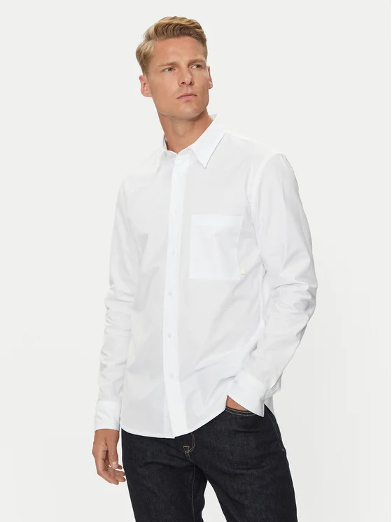 Calvin Klein Jeans - Ανδρικό Πουκάμισο Μακρυμάνικo Oxford Regular Fit J30J326182-YAF Λευκό