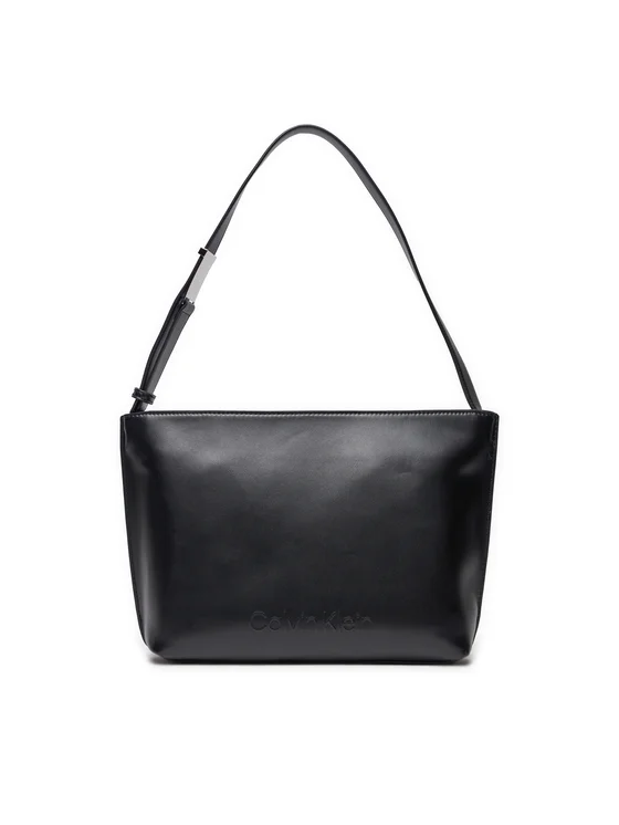 Calvin Klein - Γυναικεία Τσάντα Ck Embossed Logo Medium Tote K60K612570-BEH Μαύρη