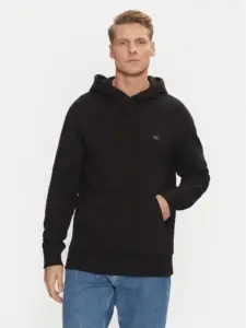 Calvin Klein - Woven Label Hoodie Φούτερ J30J327113-BEH Μαύρο