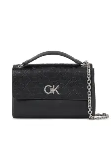 Calvin Klein - Γυναικεία Τσάντα Ώμοπυ Re-Lock Ew Conv Crossbody-Emb K60K611533-BAX Μαύρη