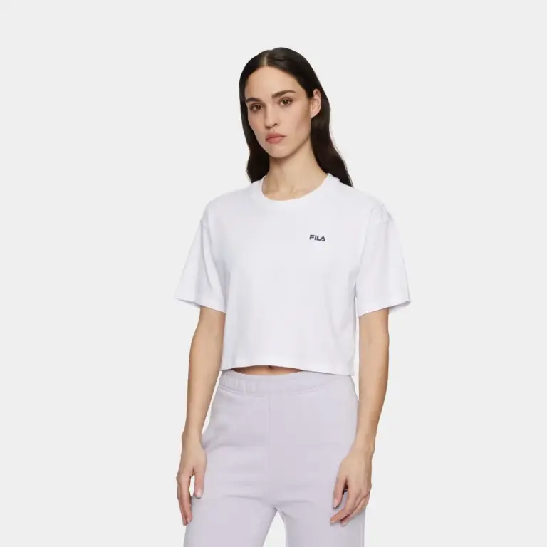 Fila - Γυναικείο Αθλητικό T-shirt Locri loose Cropped tee FAW1056-10001 Λευκό