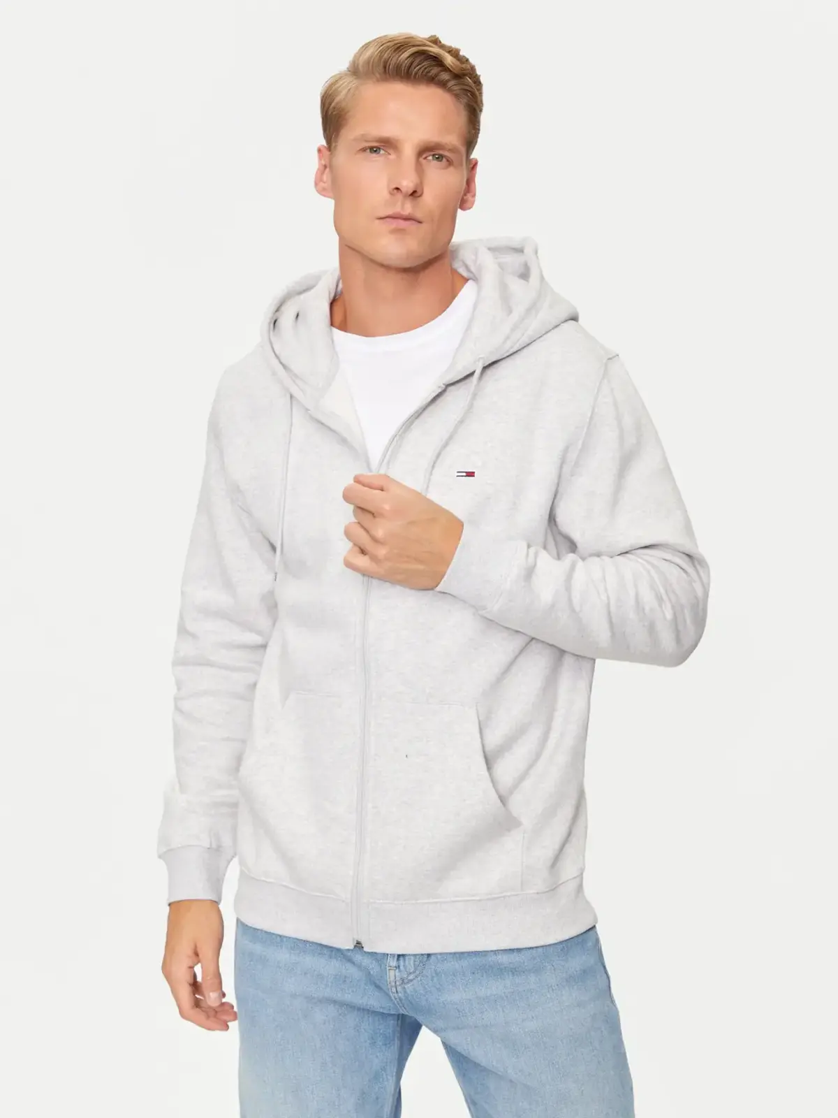 Tommy Hilfiger - Ανδρική Ζακέτα με Φερμουάρ και Κουκούλα Regular Fit DM0DM20743-PJ4 Γκρι
