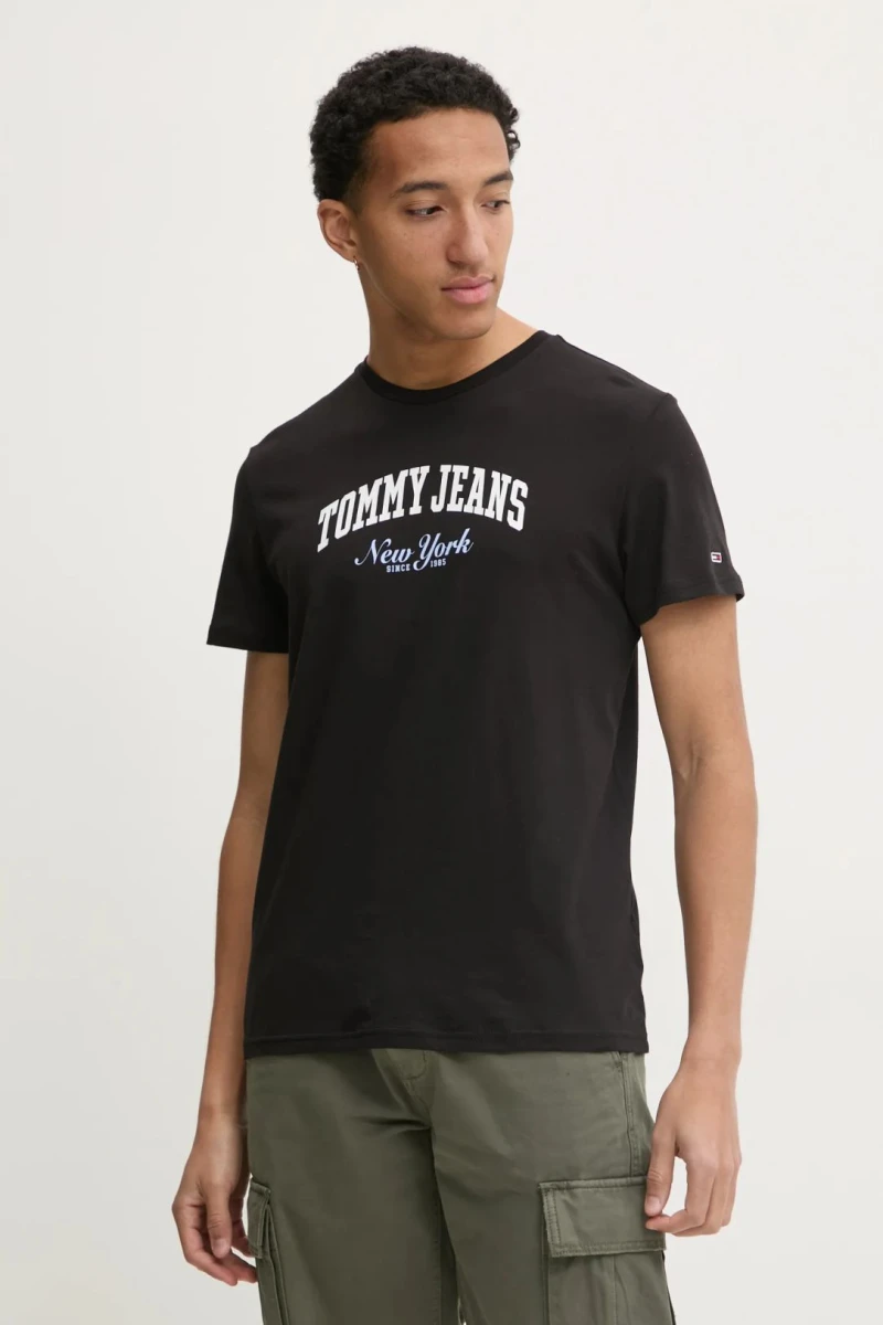 Tommy Hilfiger - Ανδρικό T-shirt με Λογότυπο DM0DM20362-BDS Μαύρο