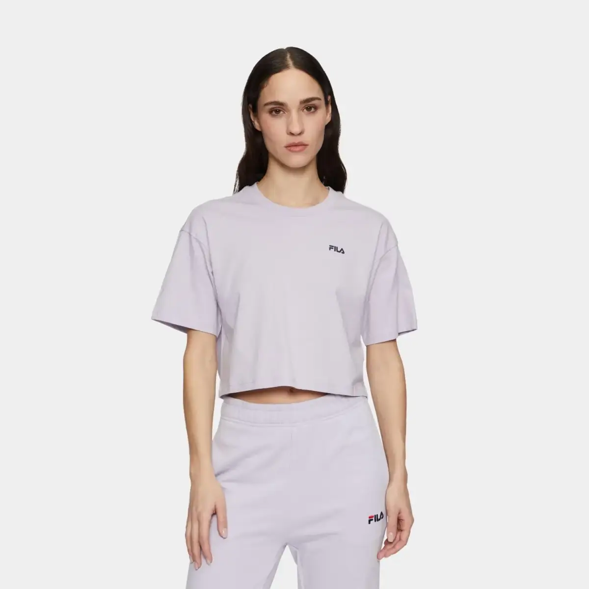 Fila - Γυναικείο Αθλητικό T-shirt Locri loose Cropped tee FAW1056-40119 Λεβάντα