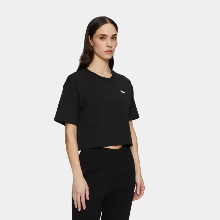 Fila - Γυναικείο Αθλητικό T-shirt Locri loose Cropped tee FAW1056-80010 Μαύρο