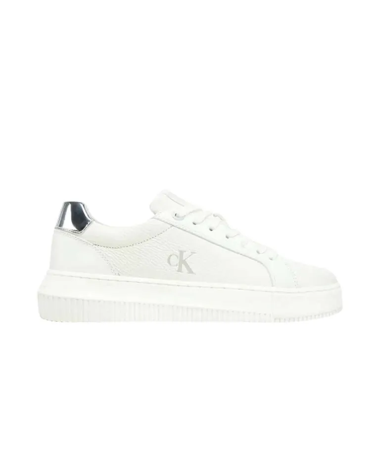 Calvin Klein- Γυναικεία Δερμάτινα Sneakers Chunky Cupsole Low Mg YW0YW01769-0LI Λευκό