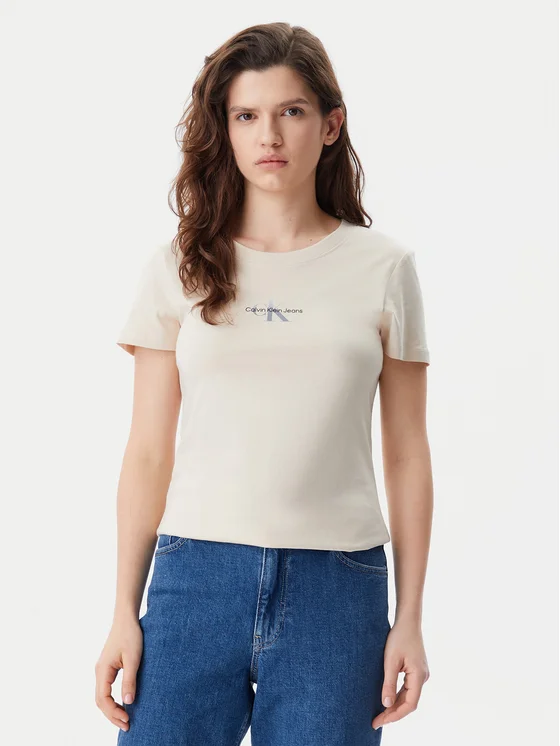 Calvin Klein - Γυναικείο T-Shirt Gradient Monologo slim Fit J20J225252-AEA Μπεζ