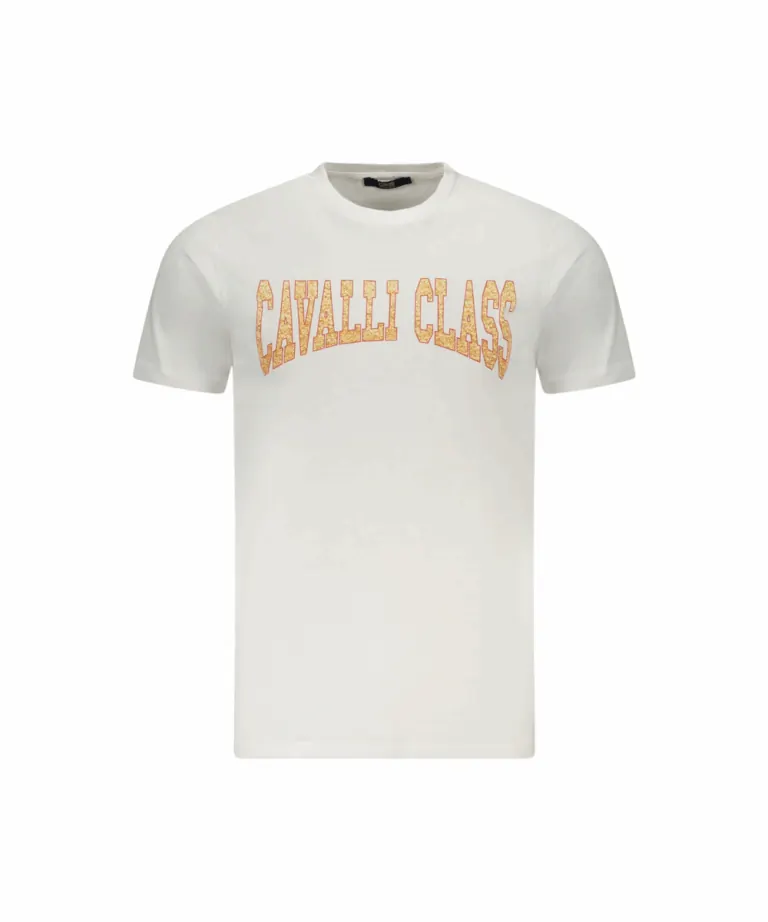 Cavalli Class - Ανδρική Μπλούζα T-Shirt Κοντομάνικη Short Sleeve TXT61AJD060-00533 Λευκό