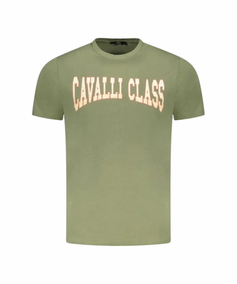 Cavalli Class - Ανδρική Μπλούζα T-Shirt Κοντομάνικη Short Sleeve TXT61AJD060-04050 Λαδί