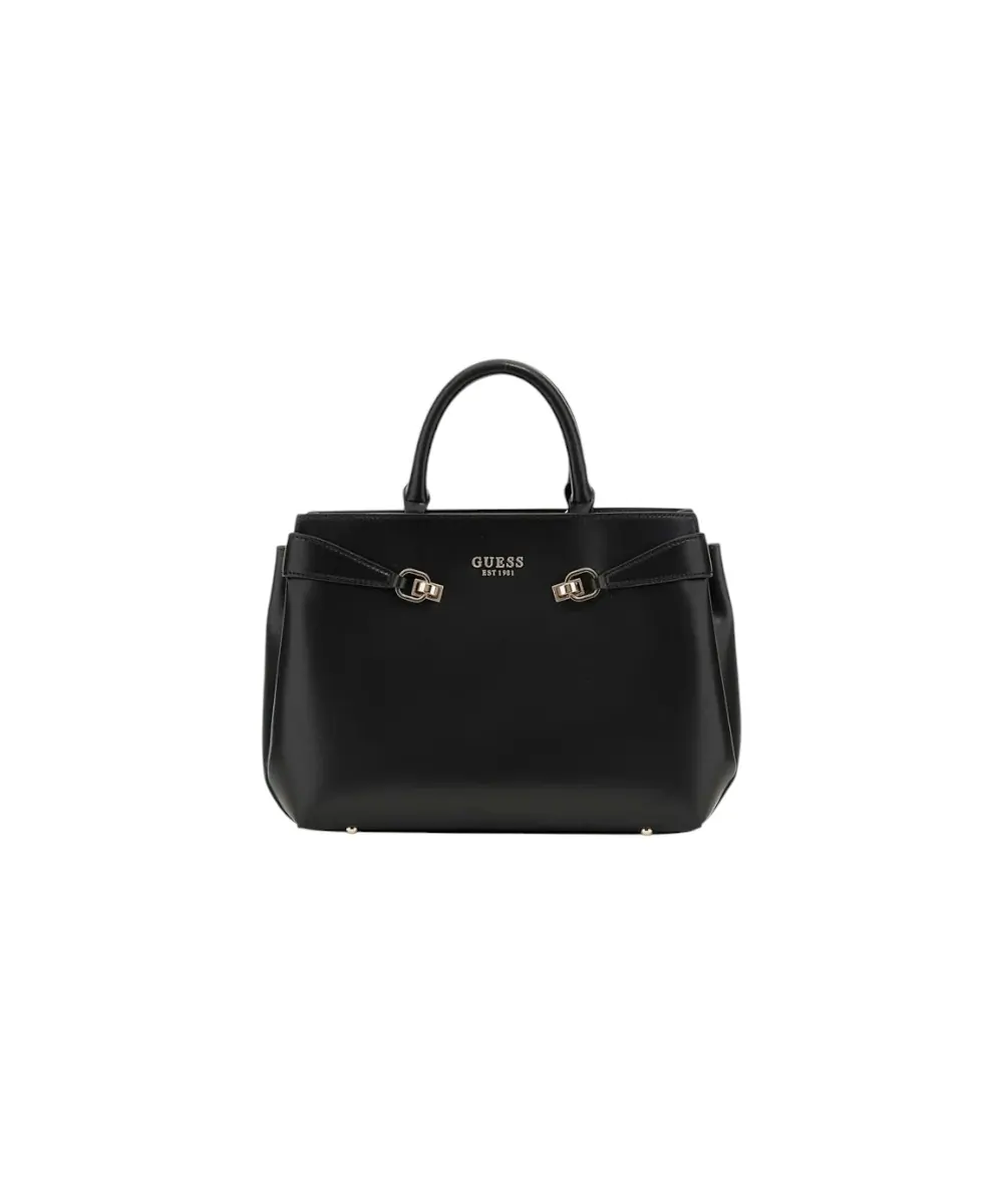 Guess - Γυναικεία Τσάντα Leather Girlfriend Satchel HWVG9639060-BLA Μαύρο