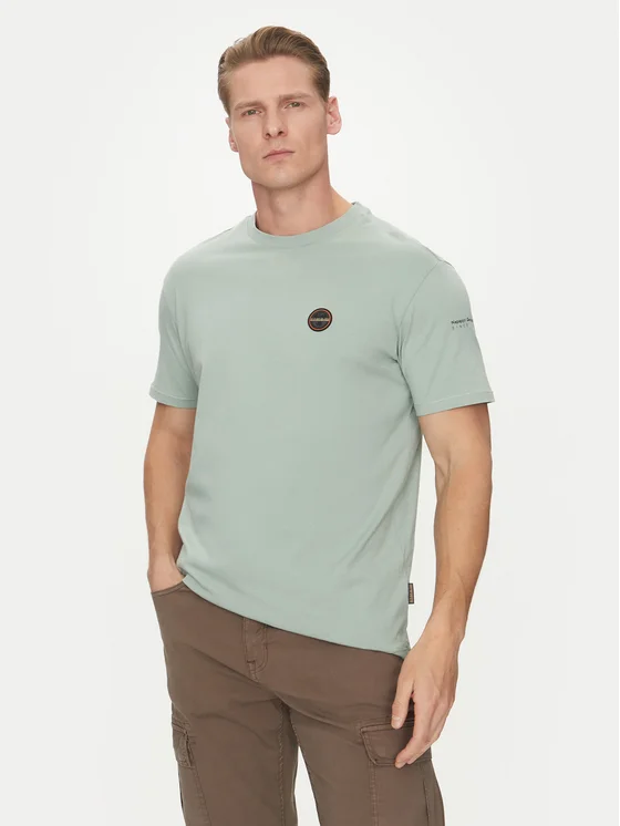 Napapijri - Ανδρικό T-shirt  S-Badge Ss Regular Fit NP0A4I3N-G1X Πράσινο Ανοιχτό