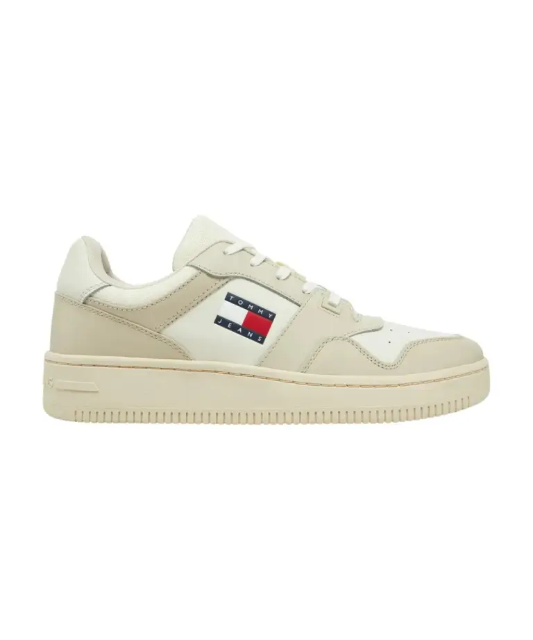 Tommy Hilfiger - Ανδρικά Δερμάτινα Sneakers Tjm Retro Basket Ess EM0EM01395-YBI Εκρού