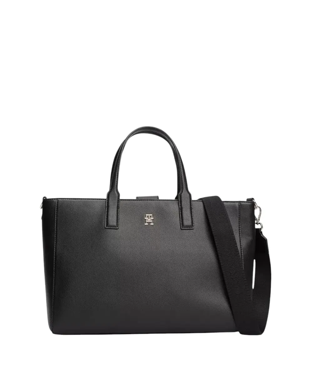 Tommy Hilfiger - Γυναικεία Τσάντα Th Soft Logotape Satchel AW0AW17330-BDS Μαύρο