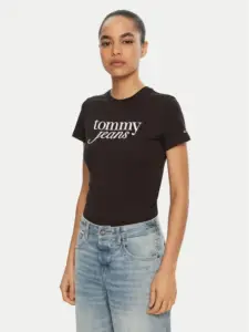 Tommy Hilfiger - Γυναικείο T-shirt Essential Slim Fit DW0DW19447-BDS Μαύρο