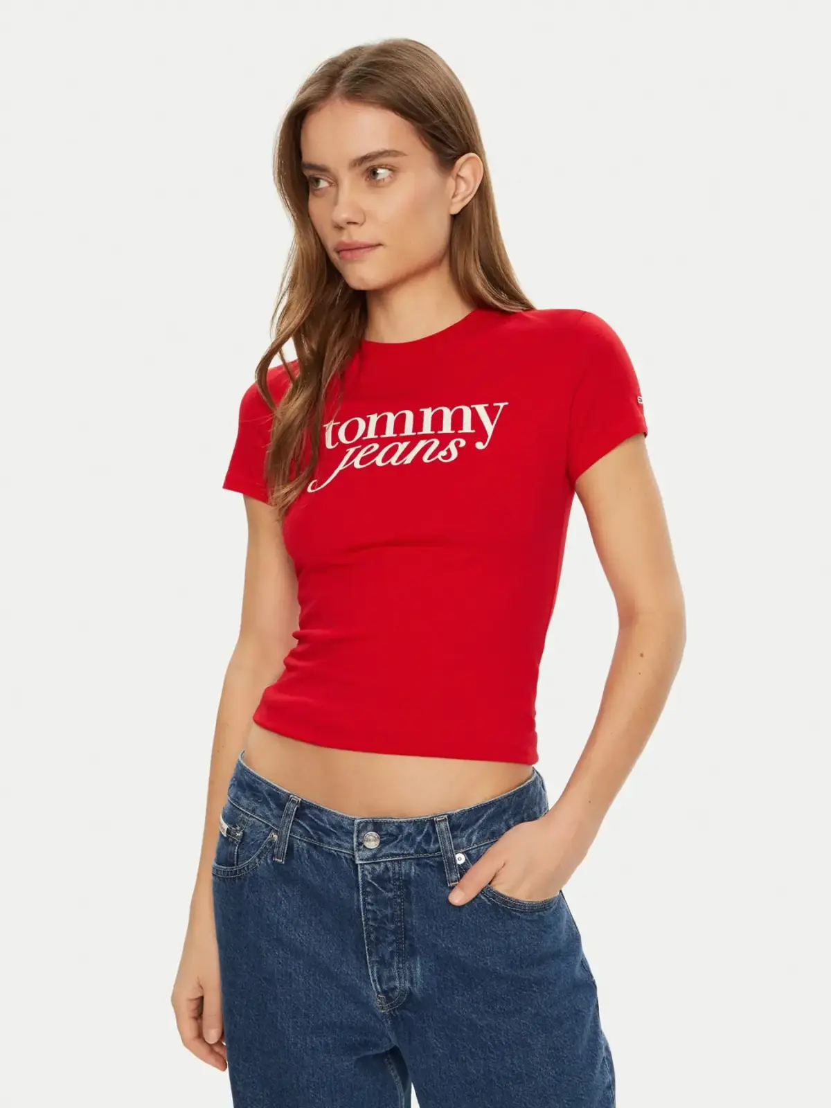 Tommy Hilfiger - Γυναικείο T-shirt Essential Slim Fit DW0DW19447-XME Κόκκινο