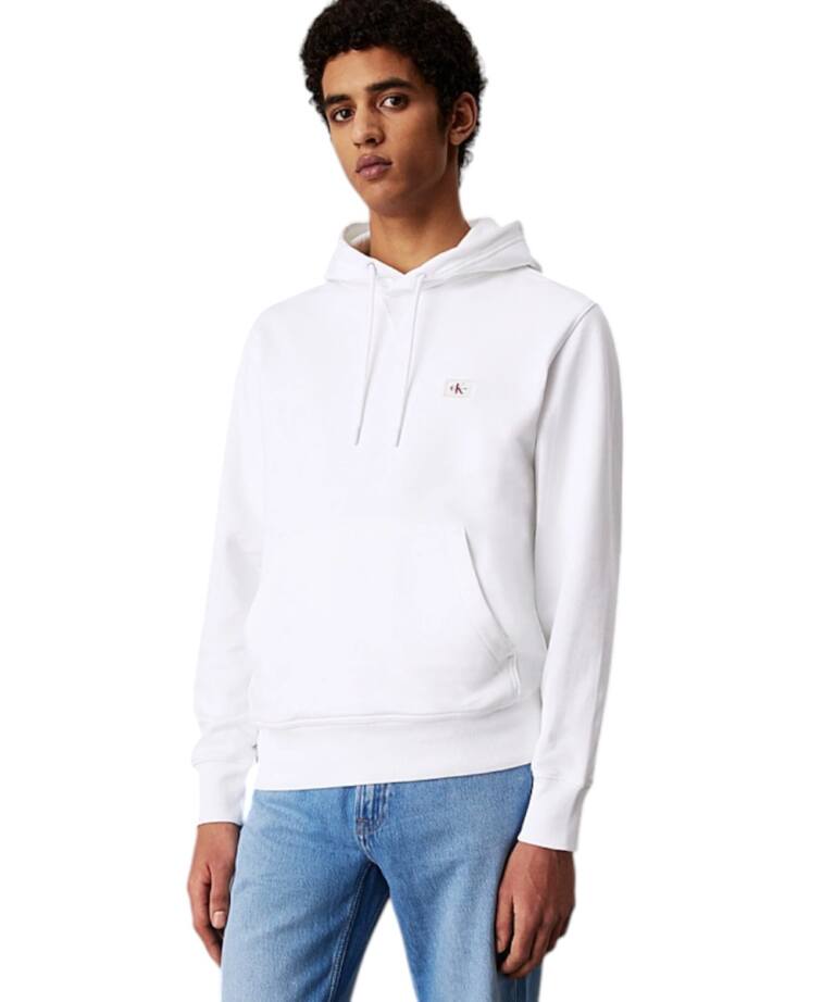 Calvin Klein - Woven Label Hoodie Φούτερ J30J327113-YAF Λευκό