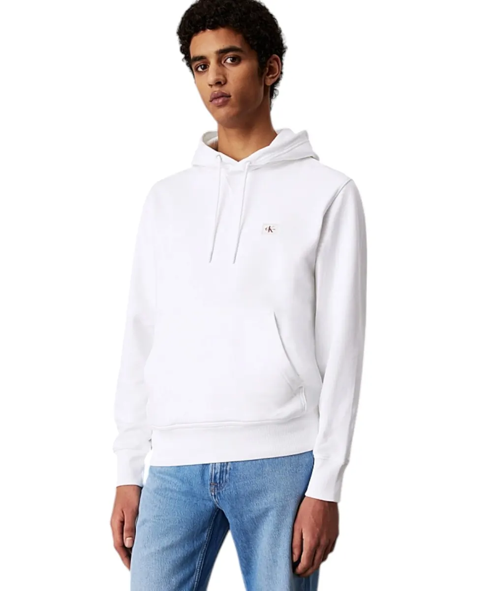 Calvin Klein - Woven Label Hoodie Φούτερ J30J327113-YAF Λευκό