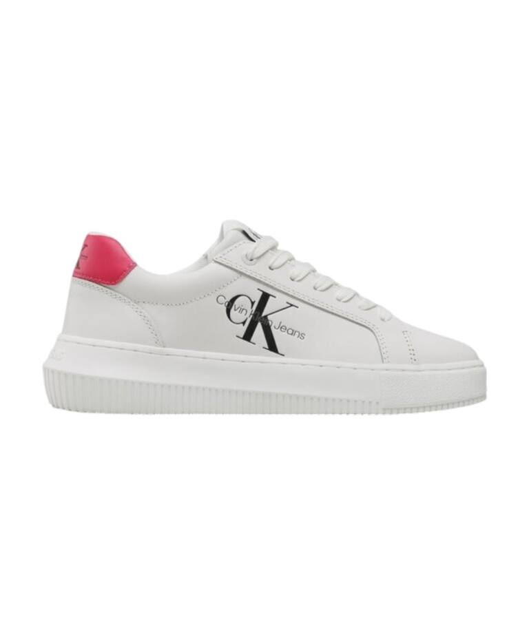 Calvin Klein - Γυναικεία Δερμάτινα Sneakers Chunky Cupsole Mono Wn YW0YW00823-01W Λευκό