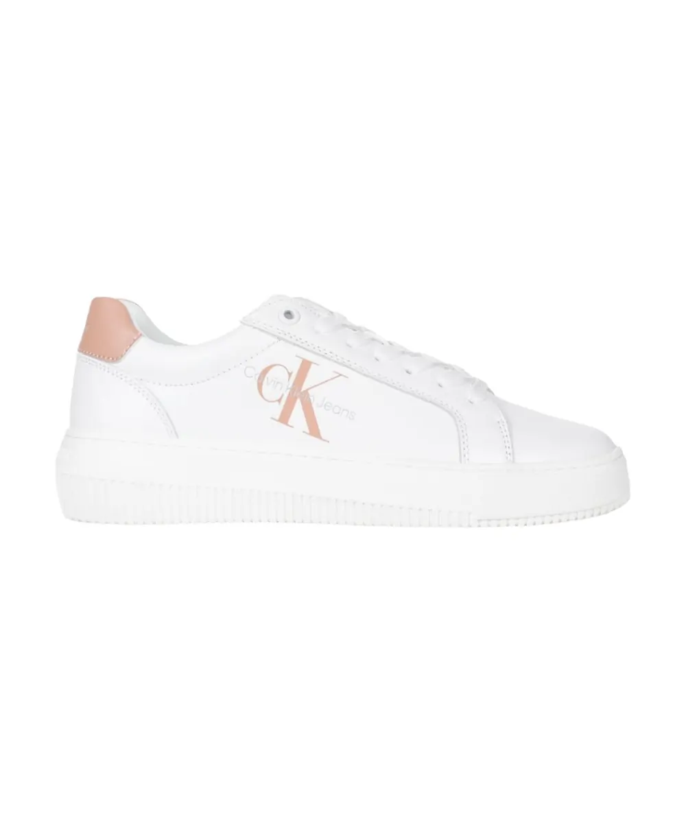 Calvin Klein - Γυναικεία Δερμάτινα Sneakers Chunky Cupsole Mono Wn YW0YW00823-0K6 Λευκό