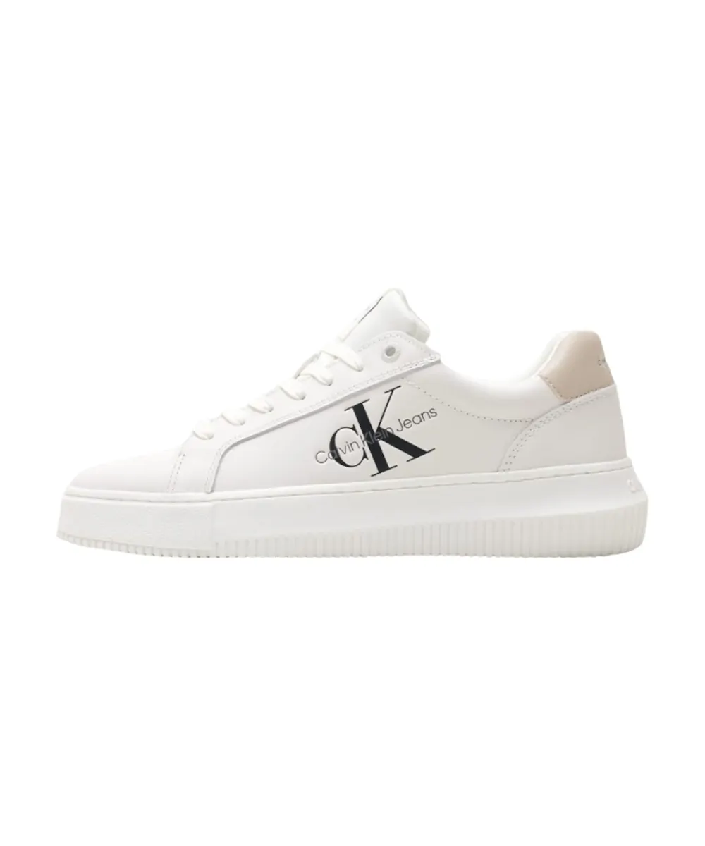 Calvin Klein - Γυναικεία Δερμάτινα Sneakers Chunky Cupsole Mono Wn YW0YW00823-0LE Λευκό