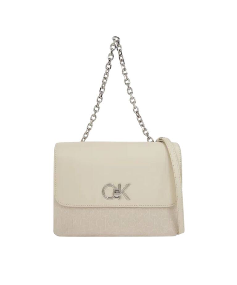 Calvin Klein - Γυναικεία Τσάντα Ck Re Lock Double Gusett K60K611877-PC4 Εκρού
