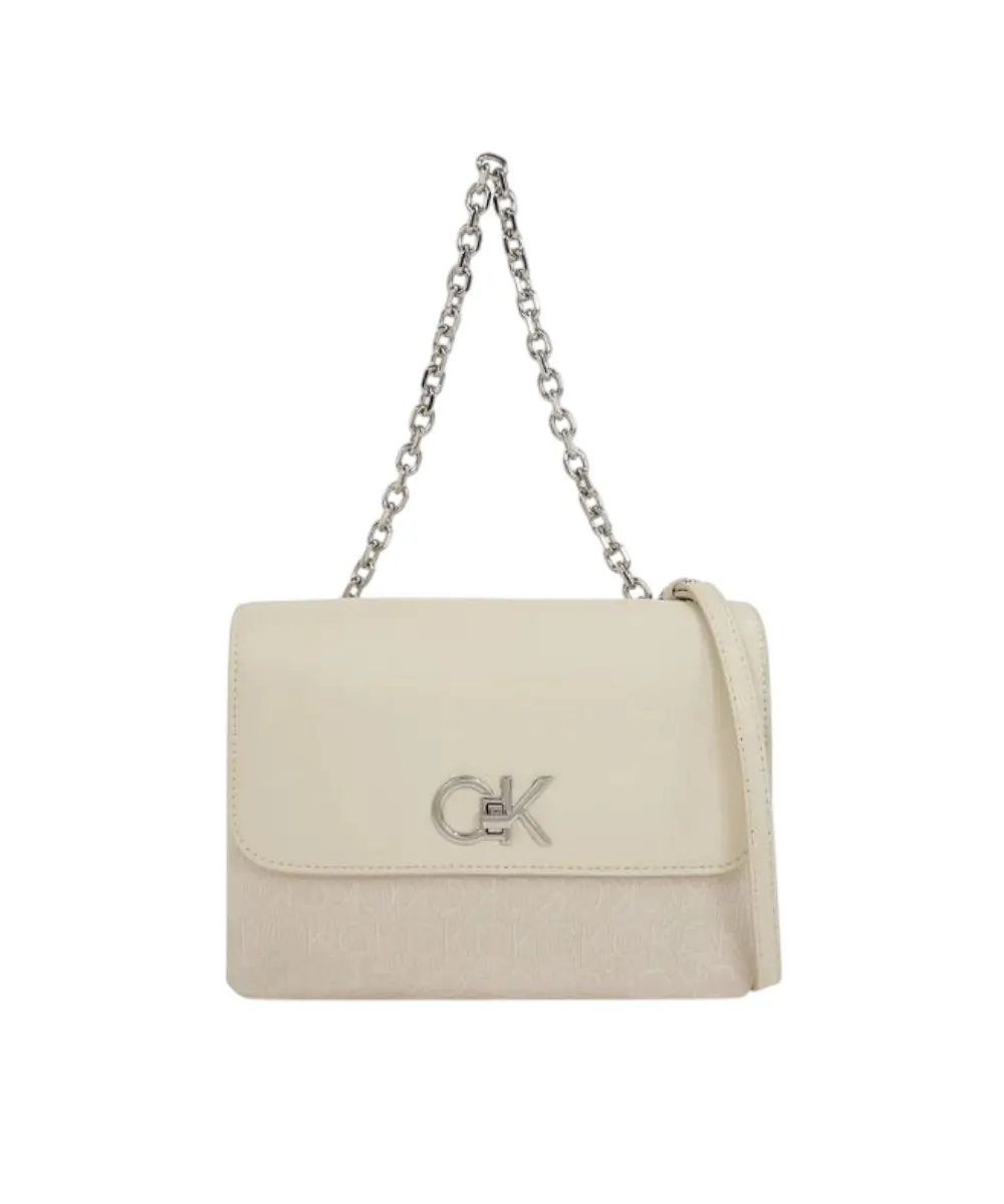 Calvin Klein - Γυναικεία Τσάντα Ck Re Lock Double Gusett K60K611877-PC4 Εκρού