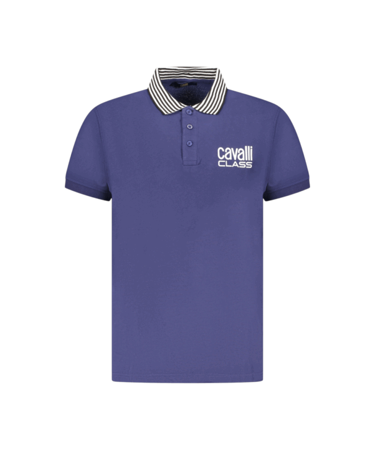 Cavalli Class - Ανδρική Μπλούζα T-Shirt Polo Short Sleeve TXT64EKB002-04551 Μπλε