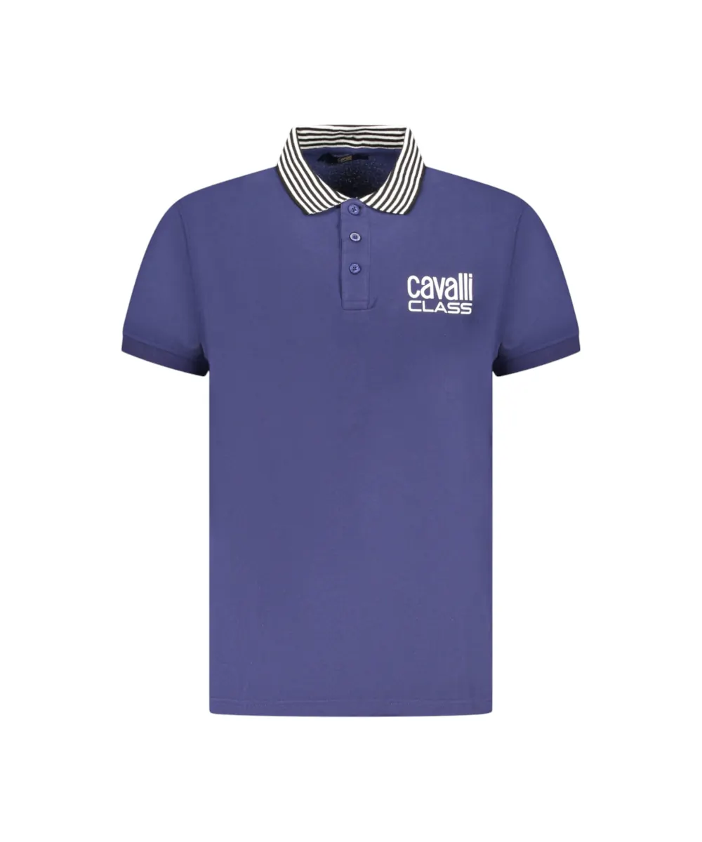 Cavalli Class - Ανδρική Μπλούζα T-Shirt Polo Short Sleeve TXT64EKB002-04551 Μπλε