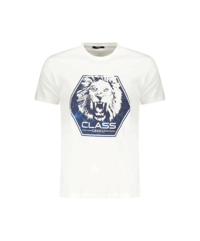 Cavalli Class - Ανδρική Μπλούζα T-Shirt Κοντομάνικη Short Sleeve TXT60PJD060-00533 Λευκό