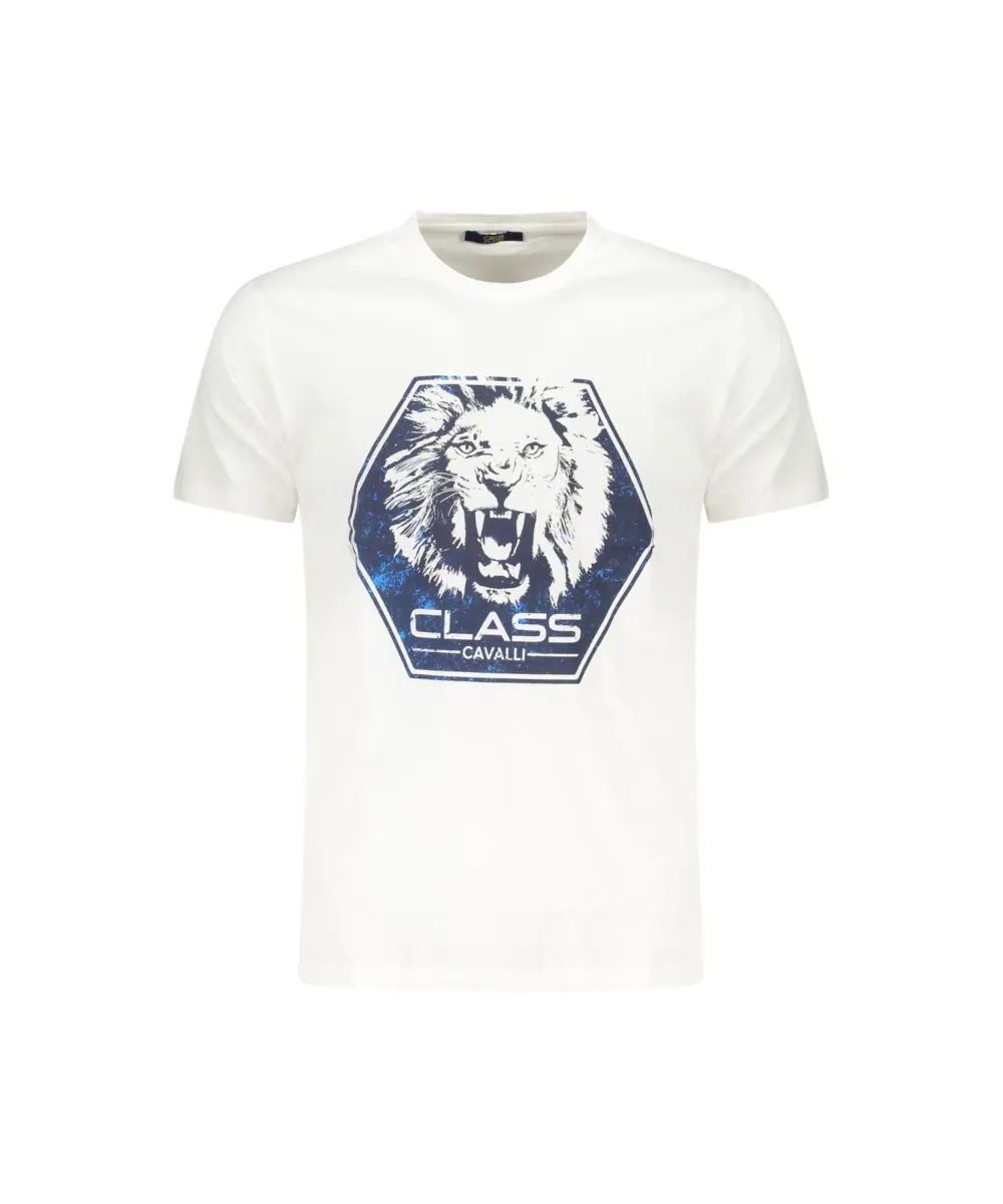 Cavalli Class - Ανδρική Μπλούζα T-Shirt Κοντομάνικη Short Sleeve TXT60PJD060-00533 Λευκό
