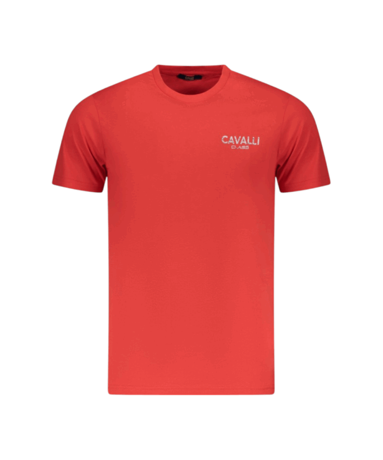 Cavalli Class - Ανδρική Μπλούζα T-Shirt Κοντομάνικη Short Sleeve TXT61JJD060-02000 Κόκκινο