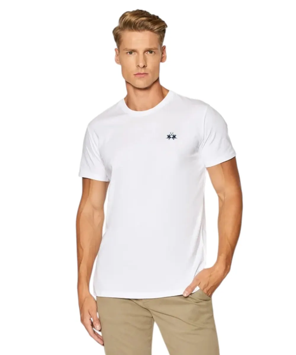 La Martina - Ανδρικό T-Shirt Regular Fit CCMR04-JS206-00001 Λευκό