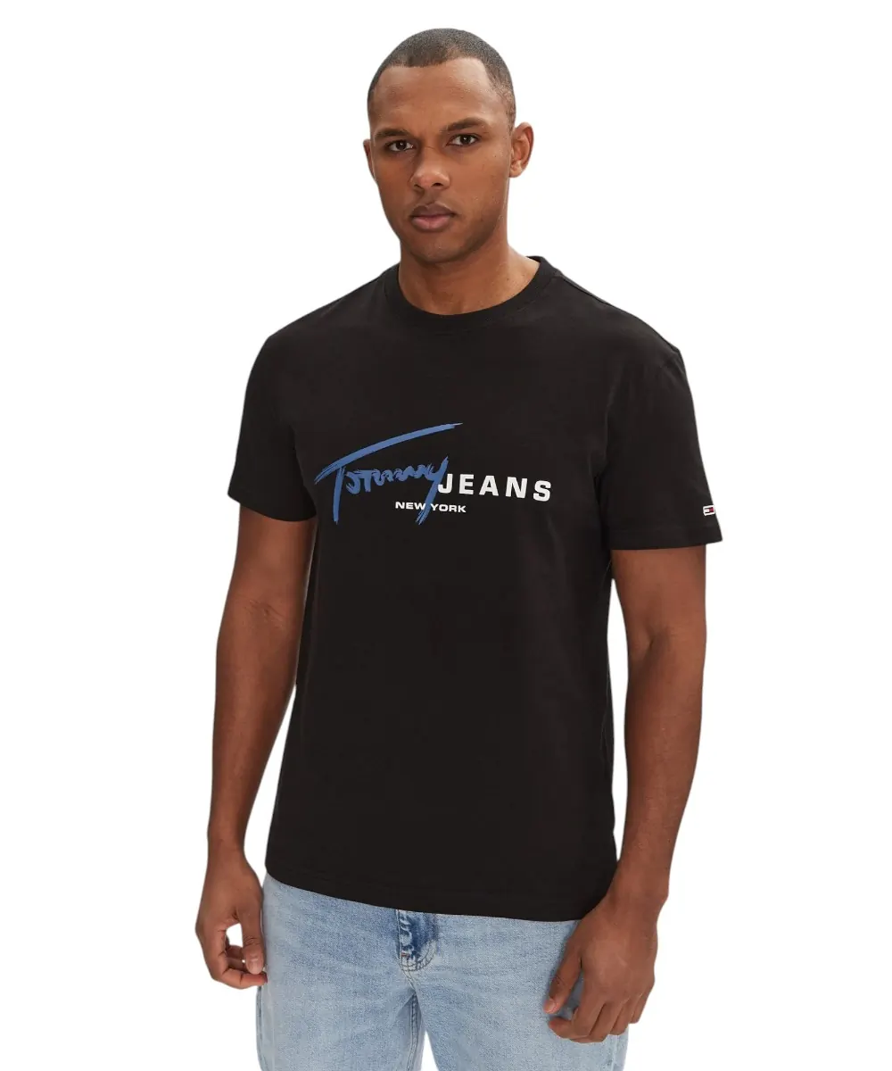 Tommy Hilfiger - Ανδρικό T-shirt Signature Dna Tee Ext Regular Fit DM0DM20817-BDS Μαύρο