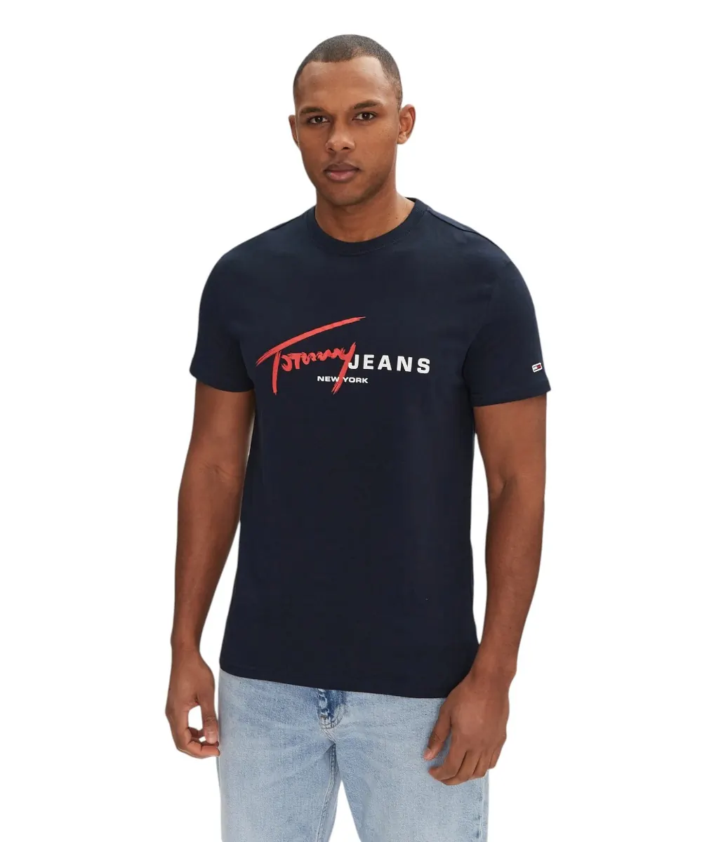 Tommy Hilfiger - Ανδρικό T-shirt Signature Dna Tee Ext Regular Fit DM0DM20817-C1G Μπλε Ναυτικό