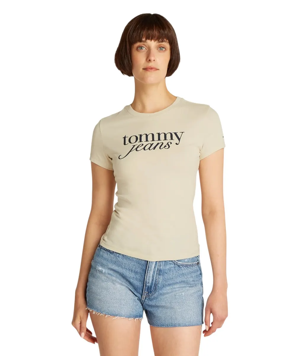 Tommy Hilfiger - Γυναικείο T-shirt Essential Slim Fit DW0DW19447-ACG Μπεζ